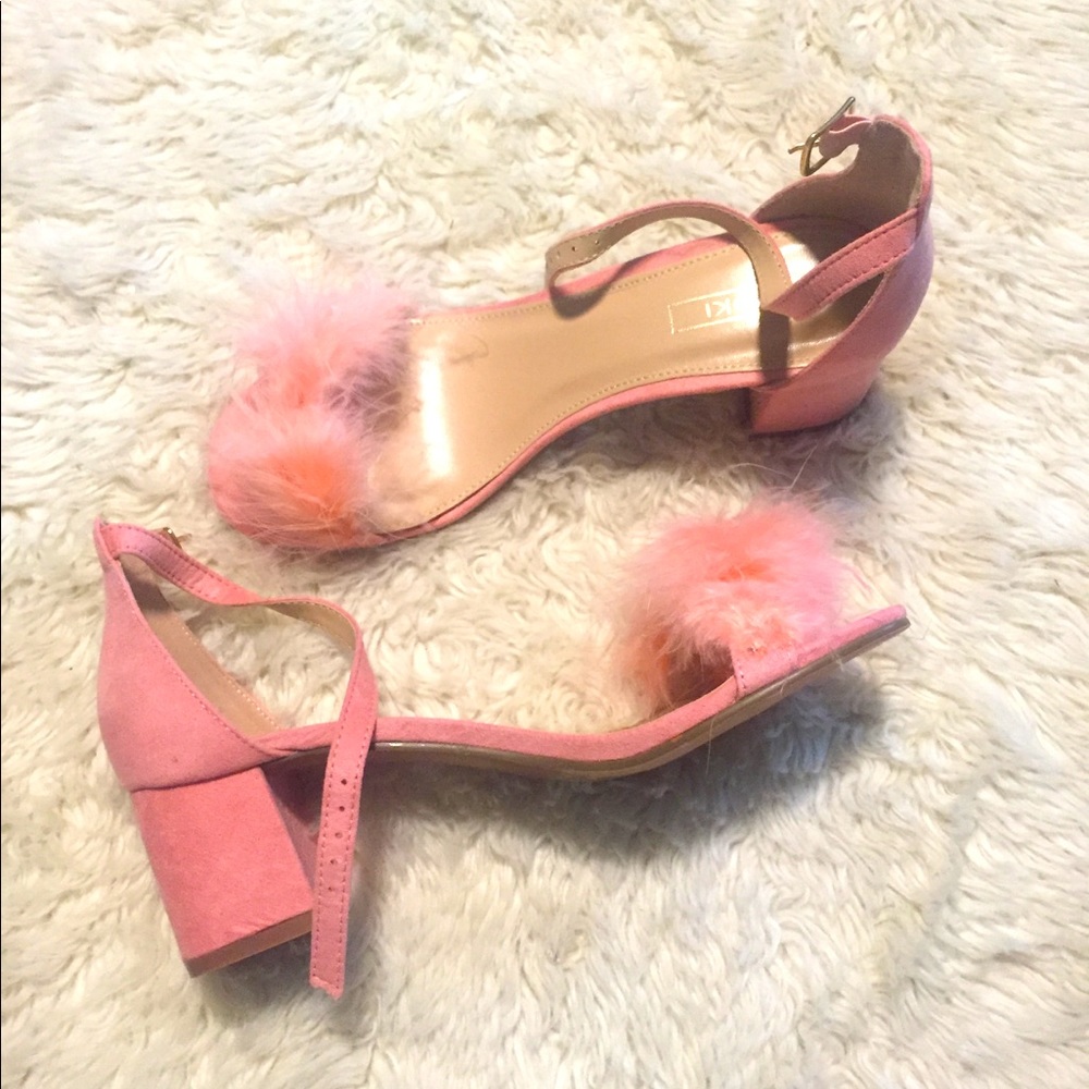Furry pink heels